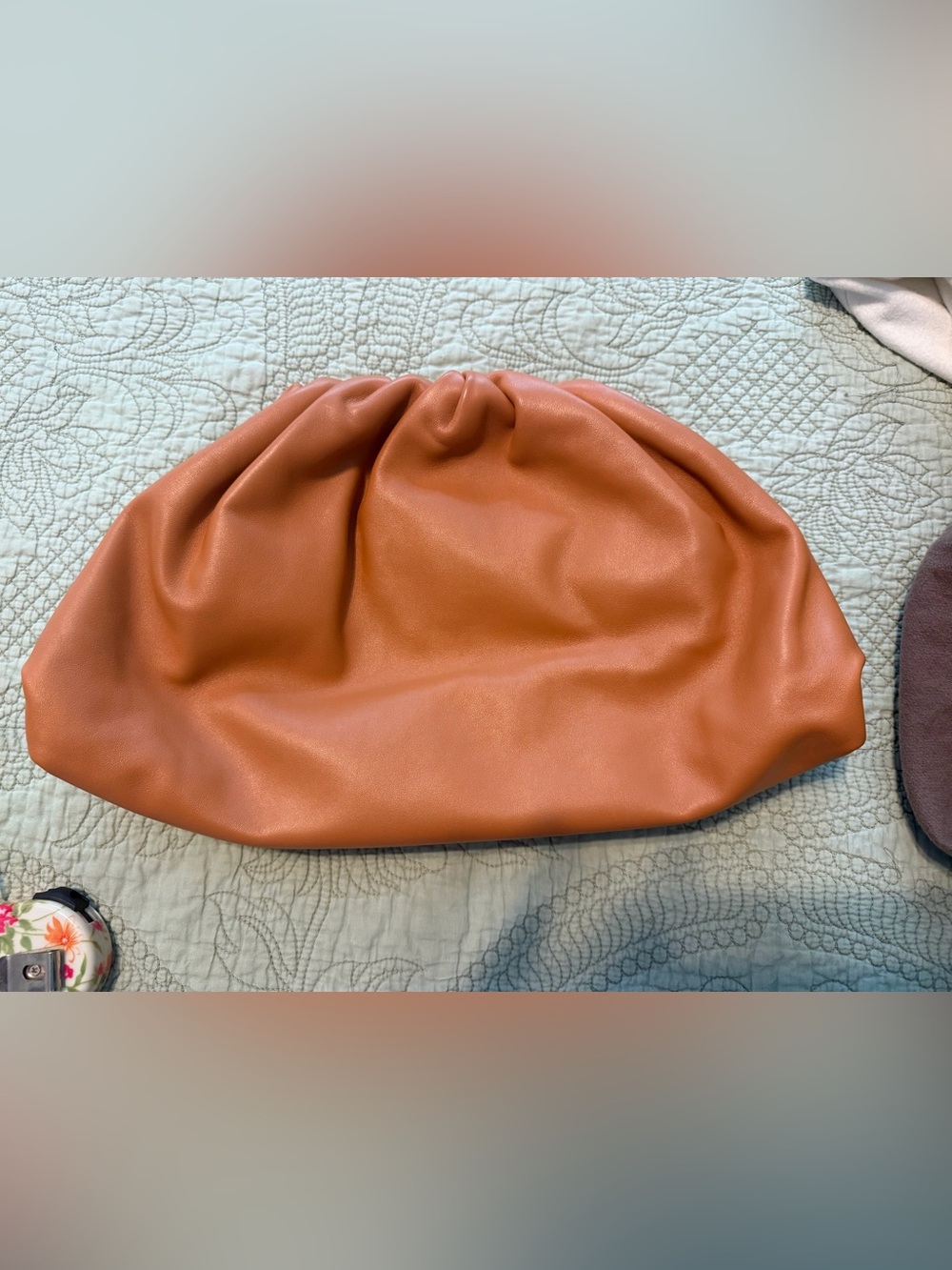 Bottega Veneta Soft Gathered Clutch in Orange